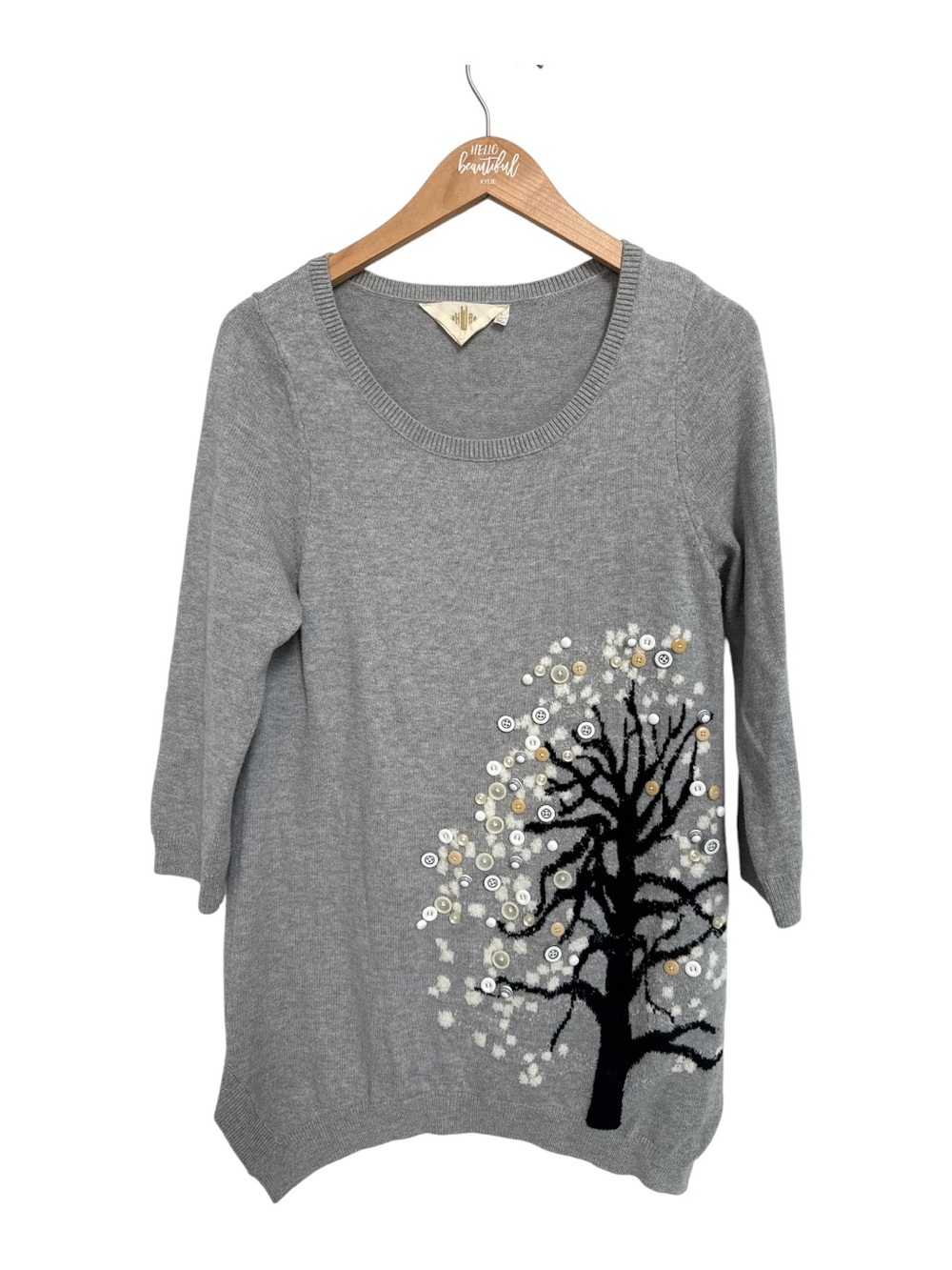 Anthropologie Monogram Cute As A Buttontree Embellished Tunic Top - Picture 3 of 7